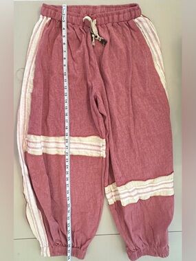 (NWOT) POL Boho Jogger Pants Pink Mauve Patchwork Raw Hem Lounge Large